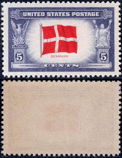洪涛臻品批发群 精选邮票限时拍卖第1314期  - 美国1943 丹麦-二战被占领国国旗 全品