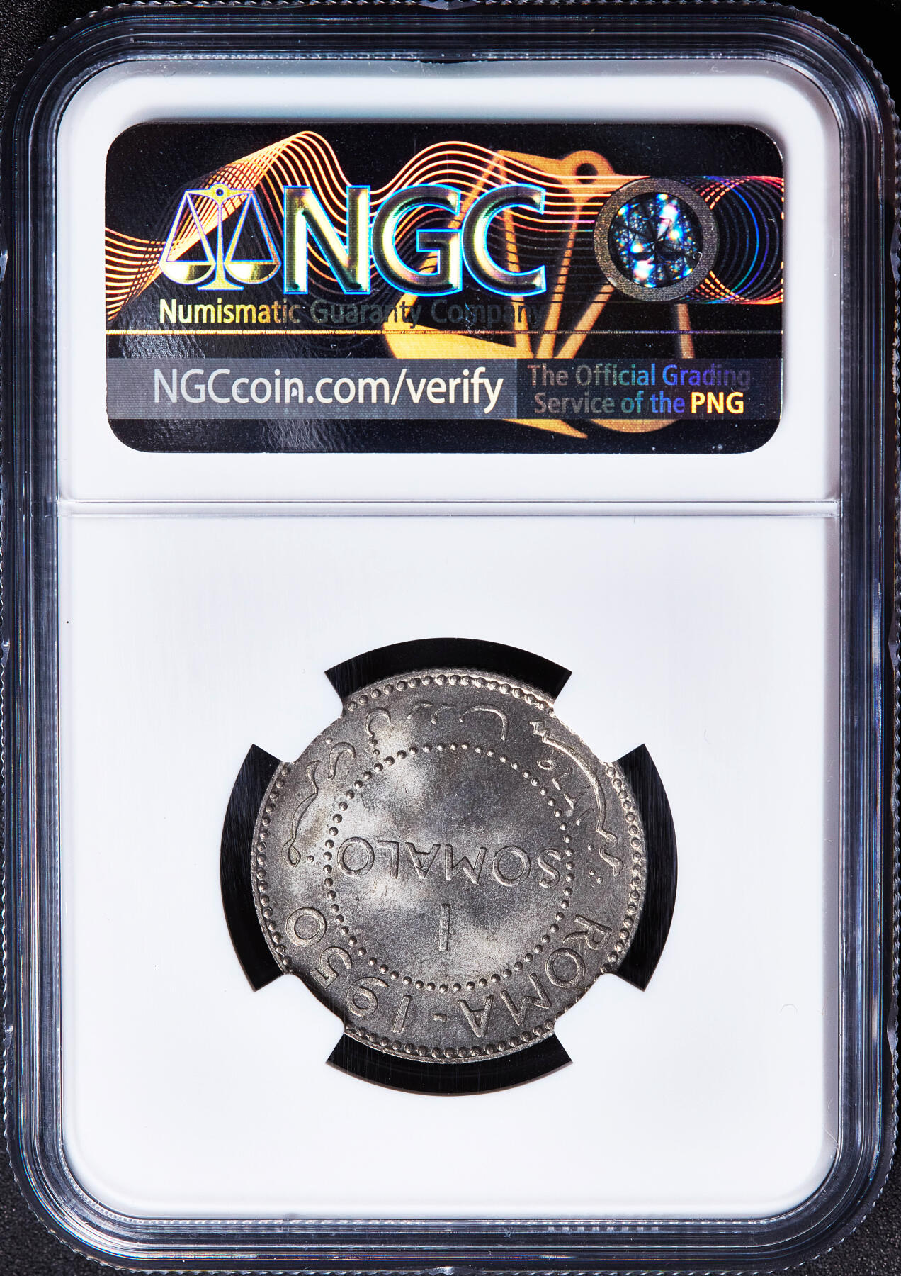 【俄甄集藏】满园春色-2026年(051)04-22星期三 晚 19:30 全场包邮 英属索马里1950年1索马洛非洲豹银币，NGC MS64，黄油彩包浆，转光品相