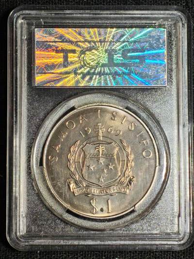 刘世昌艺术品销售中心～虎踞龙蟠*金杨在线联拍群第521期 萨摩亚1969年《英国作家-史蒂文森》22克银币（天印评级    MS68    串号：60001796）1枚。