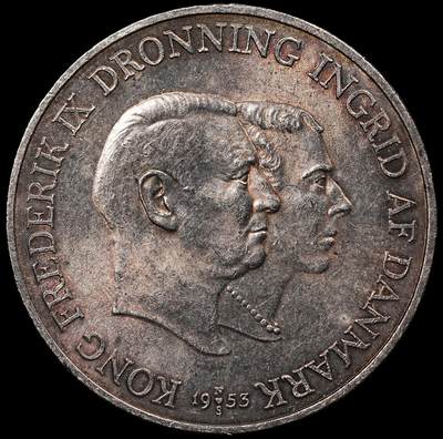 修遠堂世界钱币第111期 - 1953年丹麦格林兰结核防治纪念2克朗银币 15g，含银80%