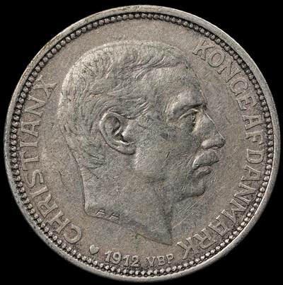 修遠堂世界钱币第111期 - 1912年丹麦国王更迭纪念2克朗银币 15g，含银80%