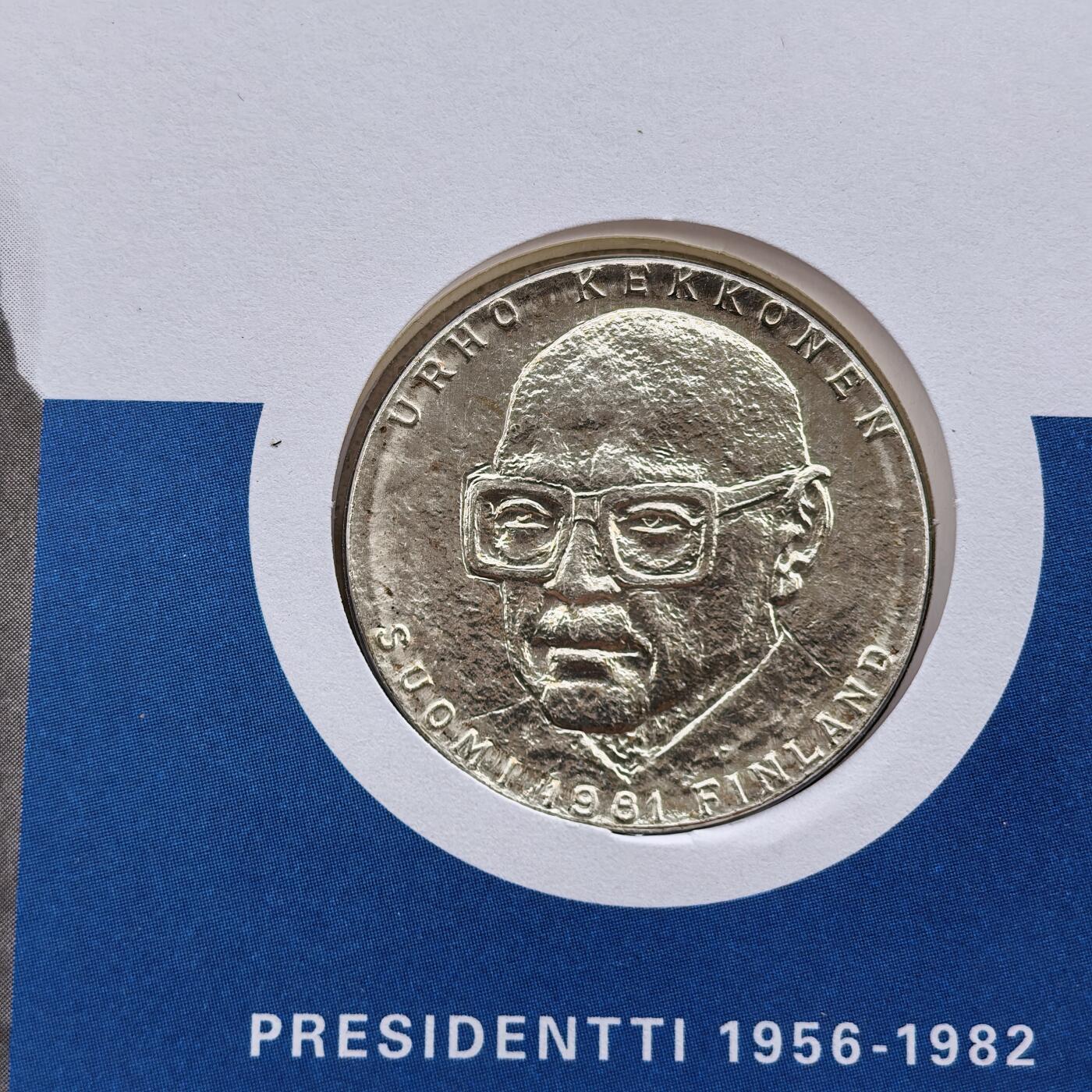 道一币馆币章第一百七十四场 邮币封 芬兰1981年总统凯科宁80岁生日50马克纪念银币