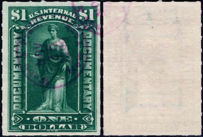 洪涛臻品批发群 精选邮票限时拍卖第1319期  美国1899 绿色 纽约1899年11月26全戳 国际税票高值1美元