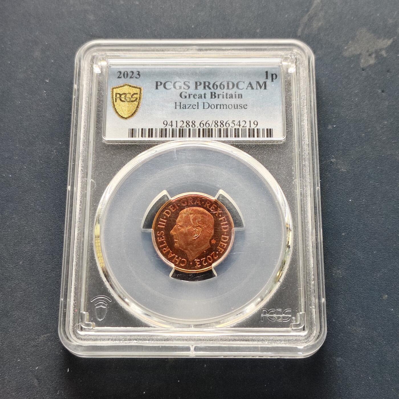 【全场包邮】纯粹捡漏拍521场 英国2023年登基首年皇冠标1便士睡鼠-PCGS PR66 DCAM