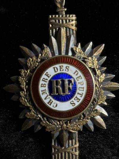 戎马世界章牌大赏第115期 法国众议院议员证章，银制，珐琅有轻微破损