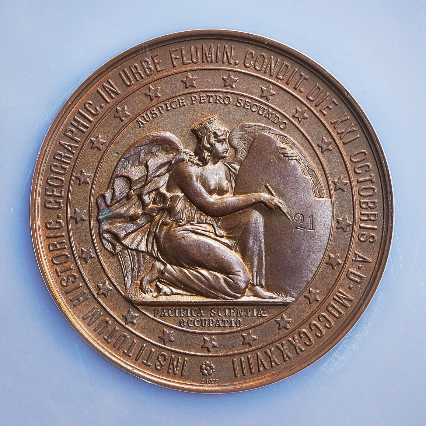 【俄甄集藏】满园春色-2026年(051)04-22星期三 晚 19:30 全场包邮 巴西1900年航海家佩德罗·卡布拉尔头像纪念发现巴西400周年大铜章，NGC MS64，巧克力包浆，顶级品相，里约热内卢历史与地理学会发行，德国纽伦堡劳尔厂铸造，直径：50mm，重：48克，稀有品种