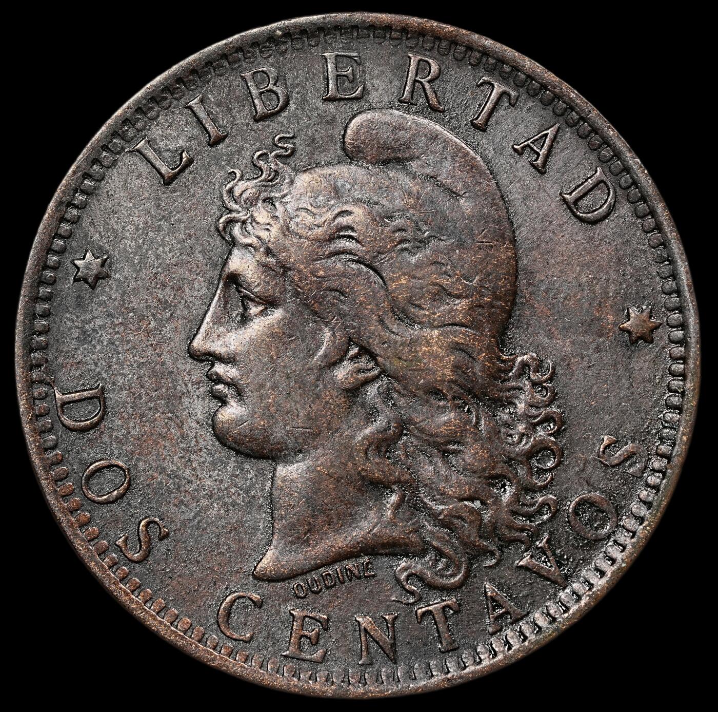 修遠堂世界钱币第111期 1891 年阿根廷 2 分铜币