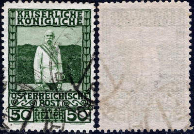 洪涛臻品批发群 精选邮票限时拍卖第1313期  - 奥地利1908年50h 弗朗茨一世军装像,神圣罗马帝国皇帝(1745-1765),其妻玛丽亚·特蕾西娅实际掌权