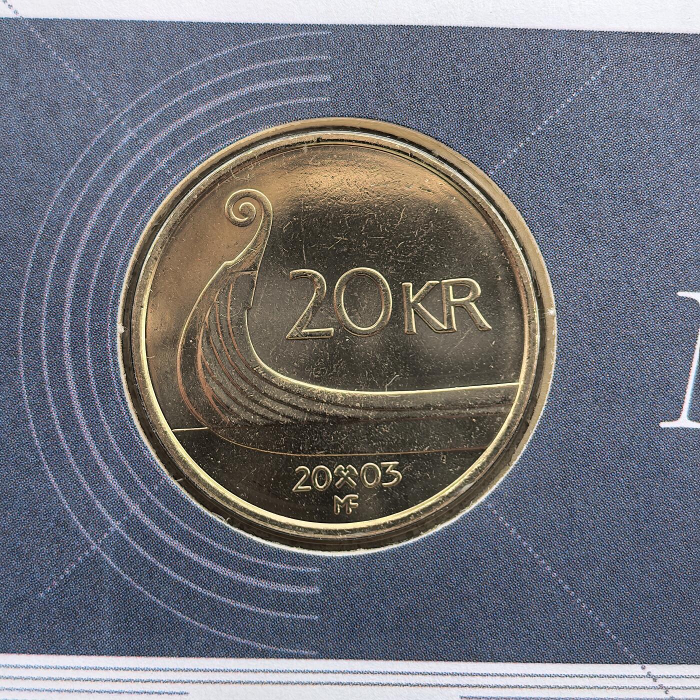 道一币馆币章第一百七十四场 邮币封 挪威2003年维京古船20克朗铜币