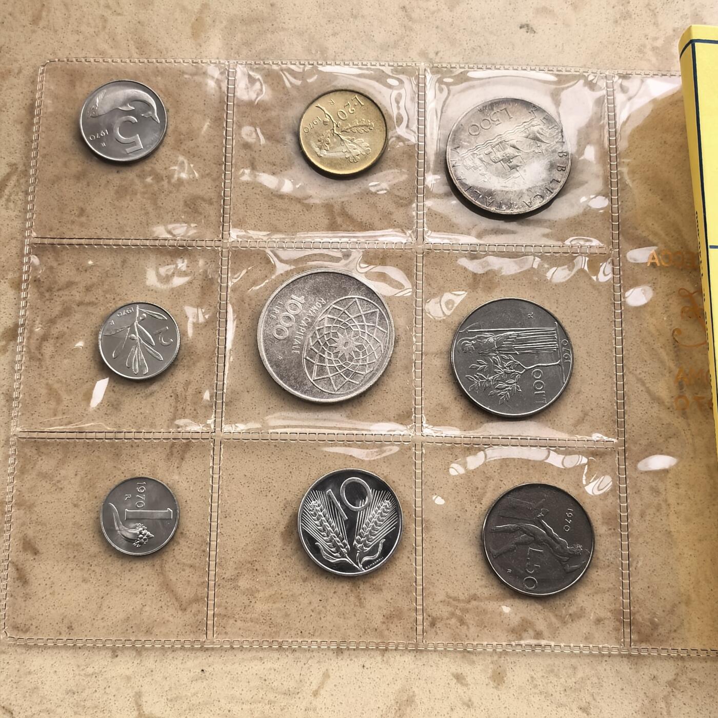 道一币馆币章第一百七十四场 原封带证 意大利1970年套币九枚  含500+1000里拉银币两枚