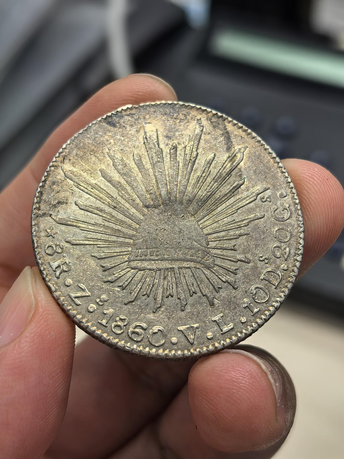 博洋堂世界钱币拍卖第168期（全场包邮） 墨西哥1860年ZS VL版中期花边鹰洋 好品无戳