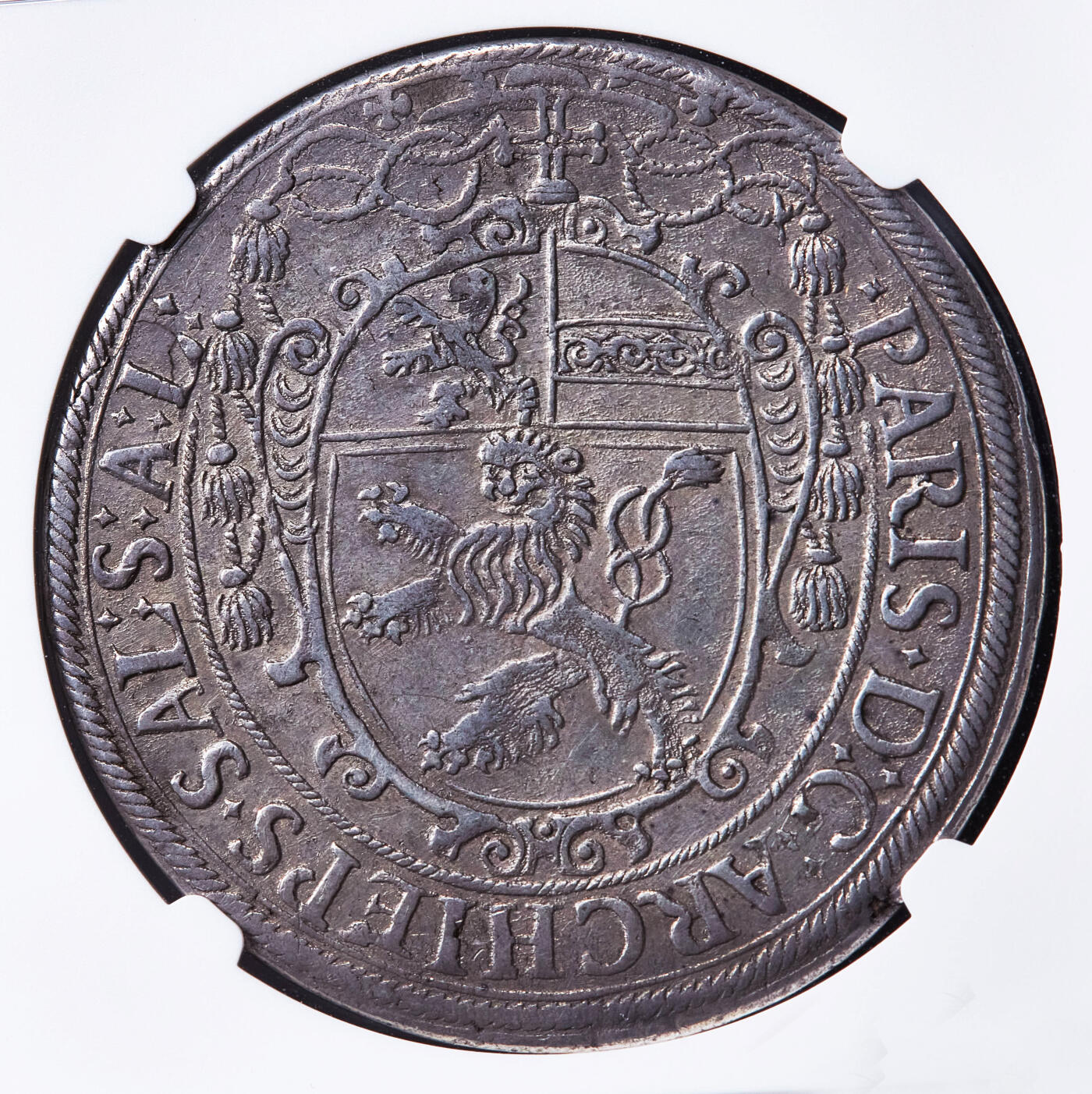 【俄甄集藏】满园春色-2026年(051)04-22星期三 晚 19:30 全场包邮 神圣罗马帝国-奥地利萨尔茨堡1623年帕里斯·冯·洛德龙大主教1泰勒大银币，NGC AUD，原味老包浆，细节尚佳，疑似错杀，正面人像为萨尔茨堡奠基者与主保圣人圣鲁伯特