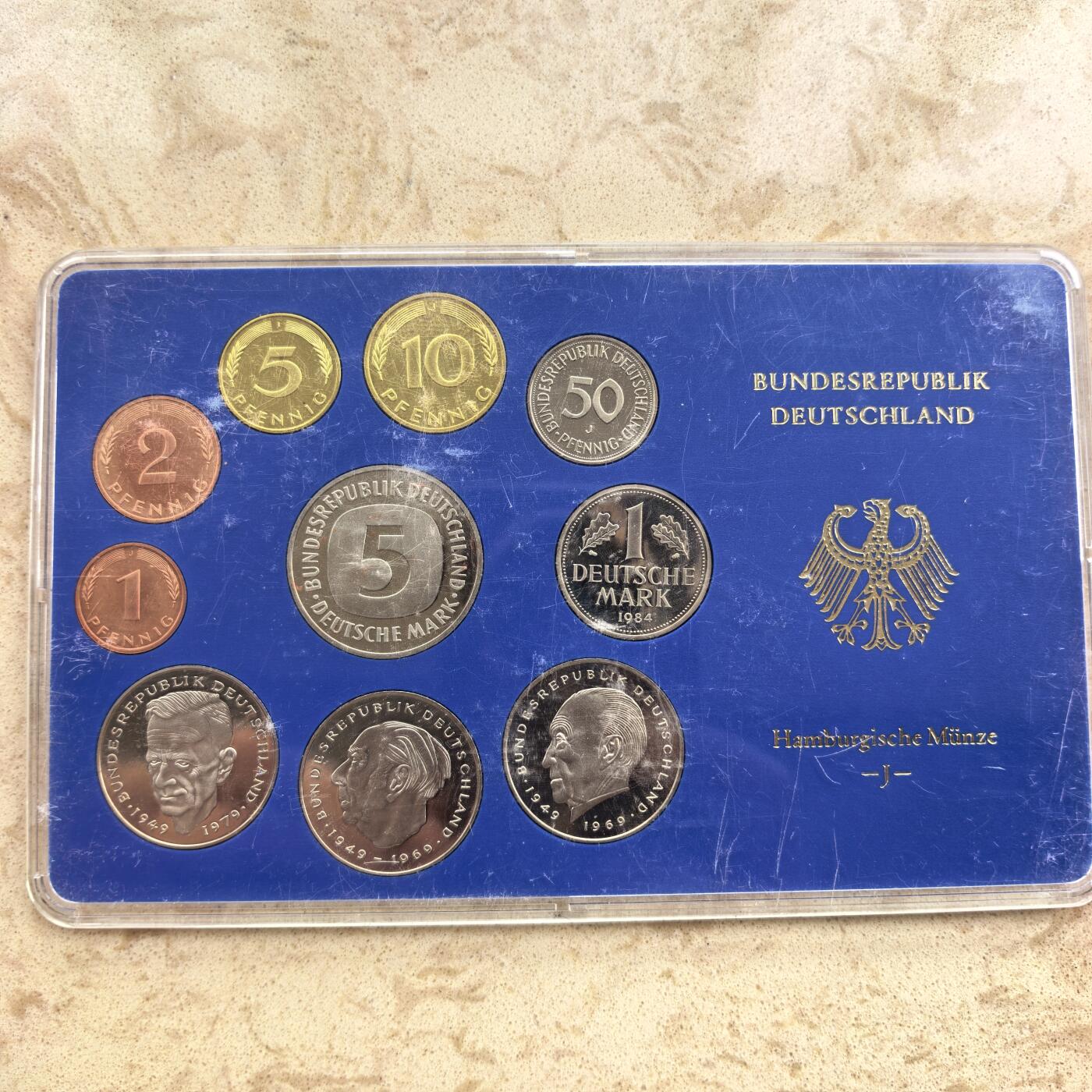 道一币馆币章第一百七十四场 原包装 德国1984年精制套币全套十枚-J标汉堡造币厂