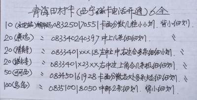 公藏第63期裸卡拍卖 西宁田村卡（西宁磁卡电话开通）6全品相钢印码见描述。