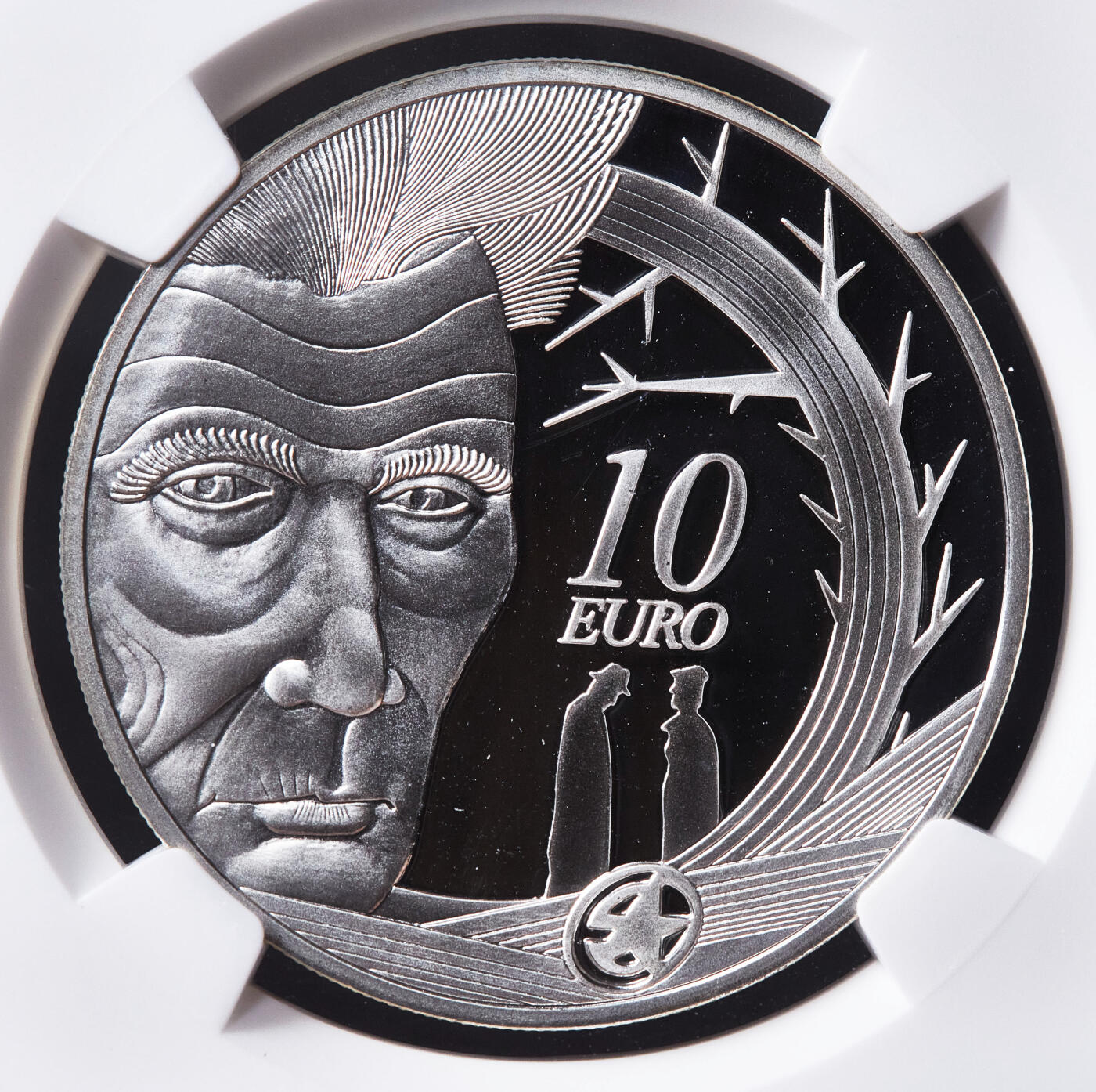 【俄甄集藏】满园春色-2026年(051)04-22星期三 晚 19:30 全场包邮 爱尔兰2006年纪念剧作家萨缪尔·贝克特诞辰100周年10欧元精制大银币，NGC PF69UC，重28.28克，925银，发行量40000枚，季军，NGC35周年特殊标签