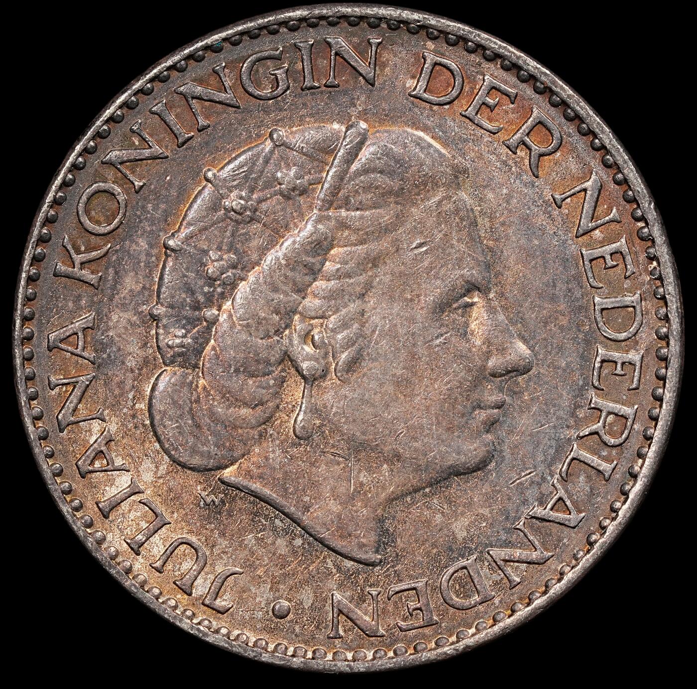 修遠堂世界钱币第111期 1958年荷兰1盾银币，6.50g，含银72%