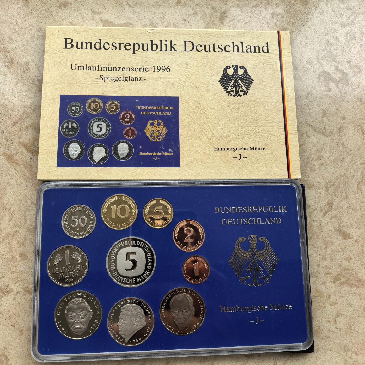 道一币馆币章第一百七十四场 原包装 德国1996年精制套币全套十枚-J标汉堡造币厂