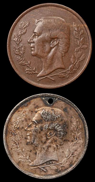 修遠堂世界钱币第111期 - 20世纪初丹麦国家抗风湿协会章2枚，总重23.87g，一枚打孔