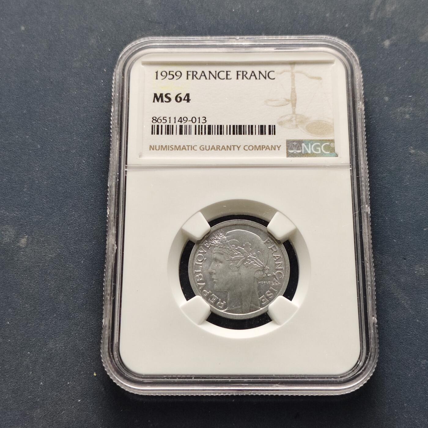 【全场包邮】纯粹捡漏拍521场 法国1959年1法郎-NGC MS64