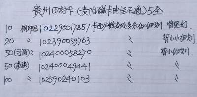 公藏第63期裸卡拍卖 贵阳田村卡（贵阳磁卡电话开通）5全品相钢印码见描述。