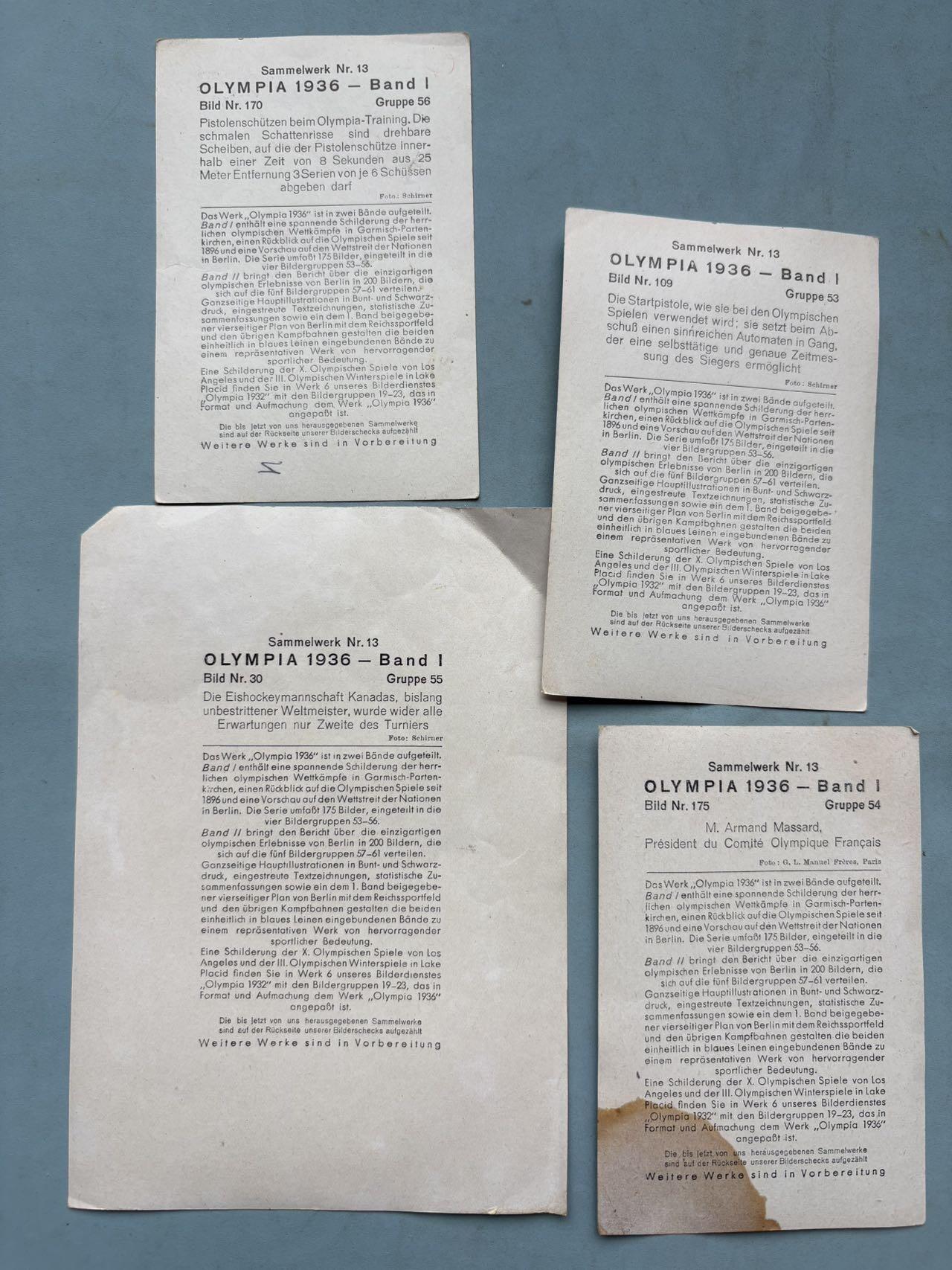 盛世勋华——号角文化勋章邮票专场拍卖第314期 德国1936年柏林奥运会收藏卡一组