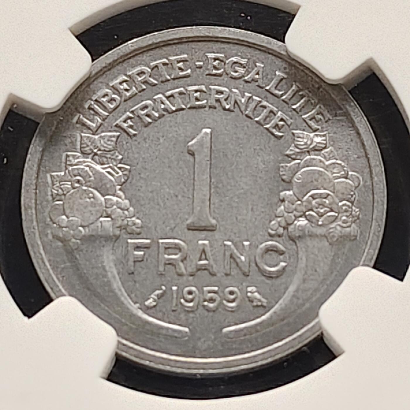 【全场包邮】纯粹捡漏拍521场 法国1959年1法郎-NGC MS64