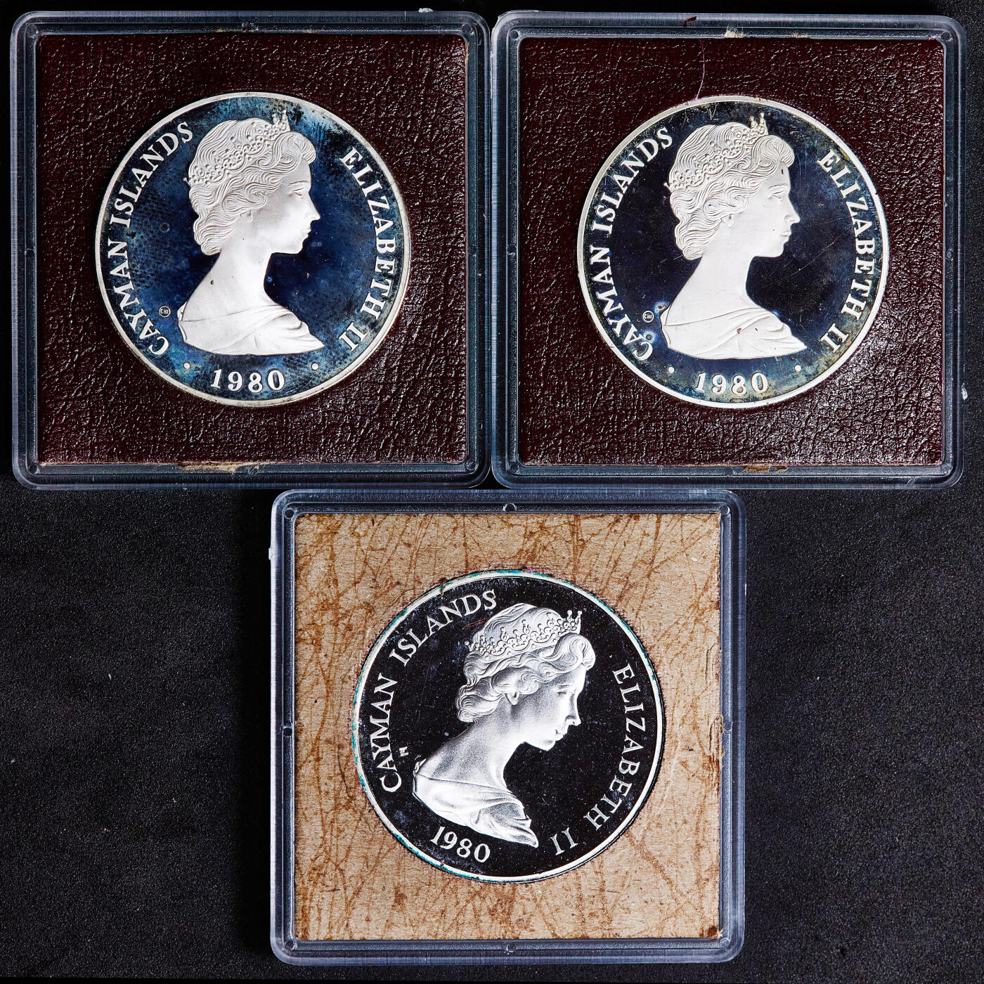 【俄甄集藏】满园春色-2026年(051)04-22星期三 晚 19:30 全场包邮 英属开曼群岛1980年英国历史君主系列精制大银币9枚套，单枚重35.64克，500银，发行量12000枚，含纯银160.38克