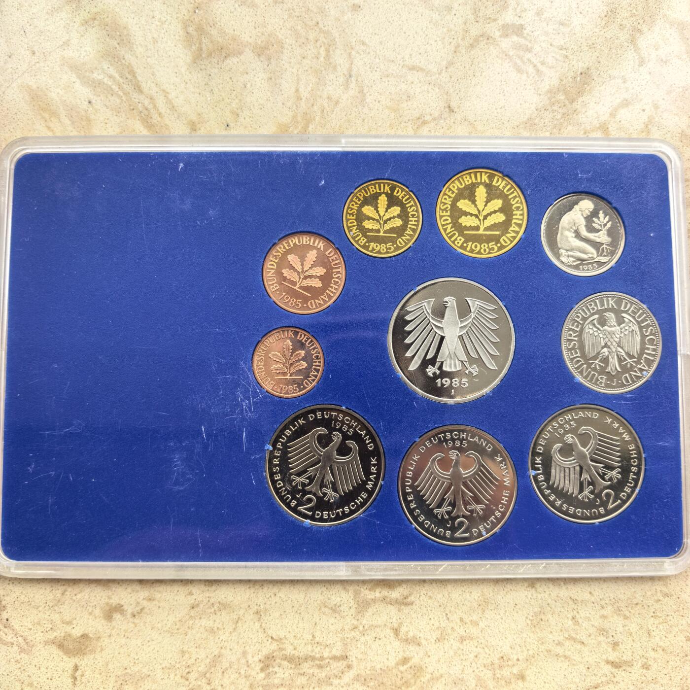 道一币馆币章第一百七十四场 原包装 德国1985年精制套币全套十枚-J标汉堡造币厂