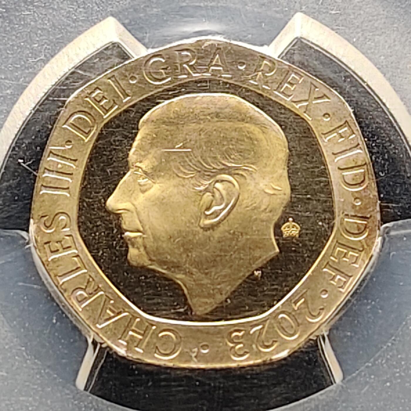 【全场包邮】纯粹捡漏拍521场 【收藏级】英国2023年登基首年皇冠标20便士海鹦-PCGS PR68 DCAM（更高分仅3枚）