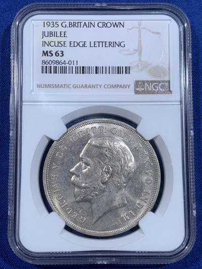 《竞宝斋》第479场 周日，周一 2场连拍 （全场包邮）20级店铺 欢迎送拍 - NGC MS63 英国1935年木马剑 光感很好