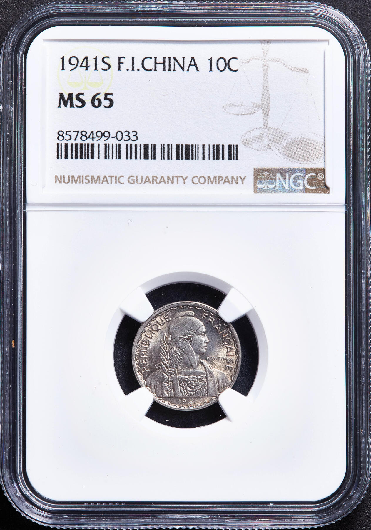 【俄甄集藏】满园春色-2026年(051)04-22星期三 晚 19:30 全场包邮 法属印度支那1941年S版10分镍币，NGC MS65，黄油彩，卷拆转光品相