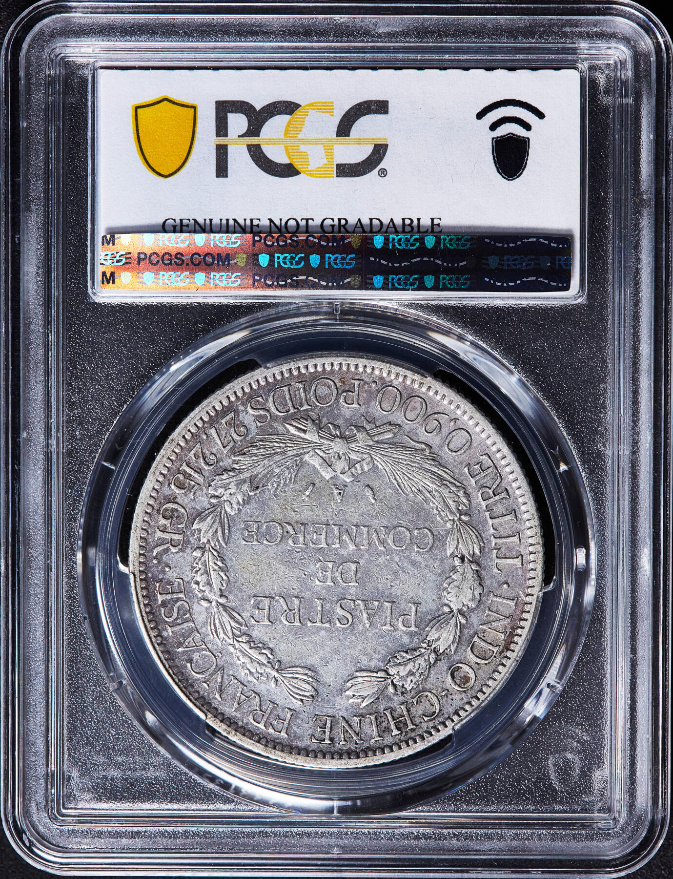 【俄甄集藏】满园春色-2026年(051)04-22星期三 晚 19:30 全场包邮 法属印度支那1887年1皮阿斯特加重坐洋大银币，PCGS XFD，原味包浆