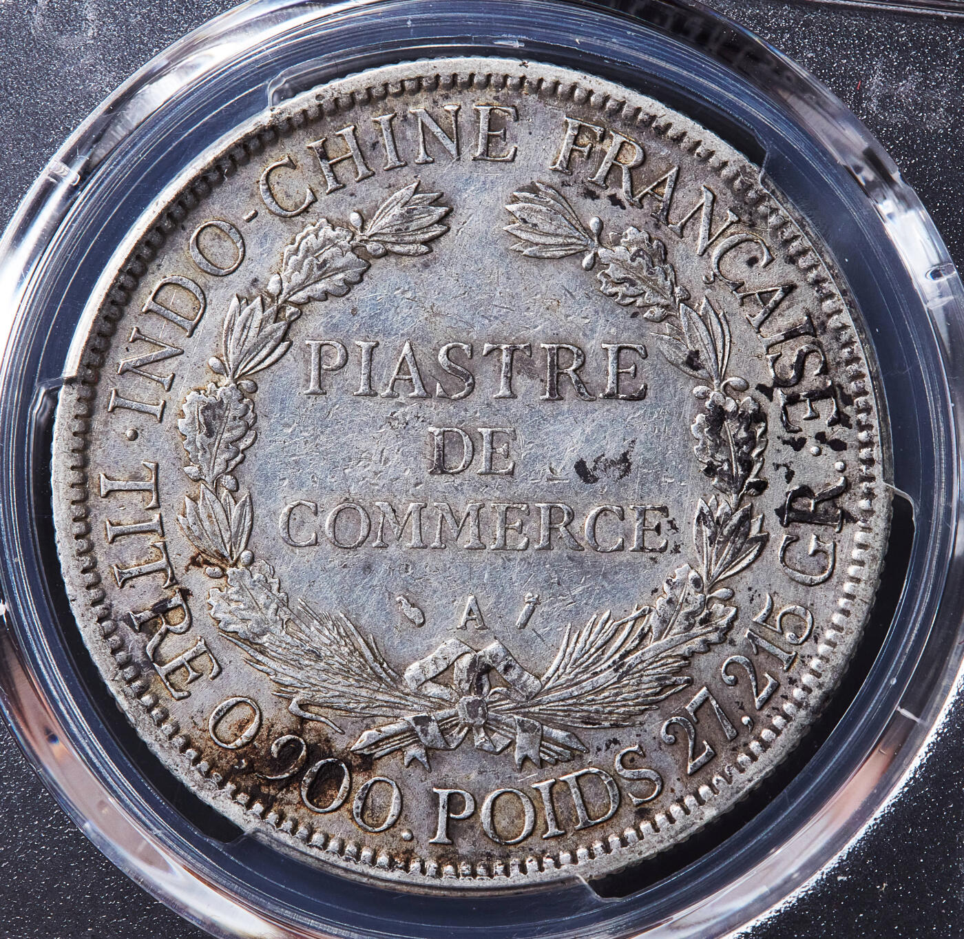 【俄甄集藏】满园春色-2026年(051)04-22星期三 晚 19:30 全场包邮 法属印度支那1886年1皮阿斯特加重坐洋大银币，PCGS XFD，原味包浆