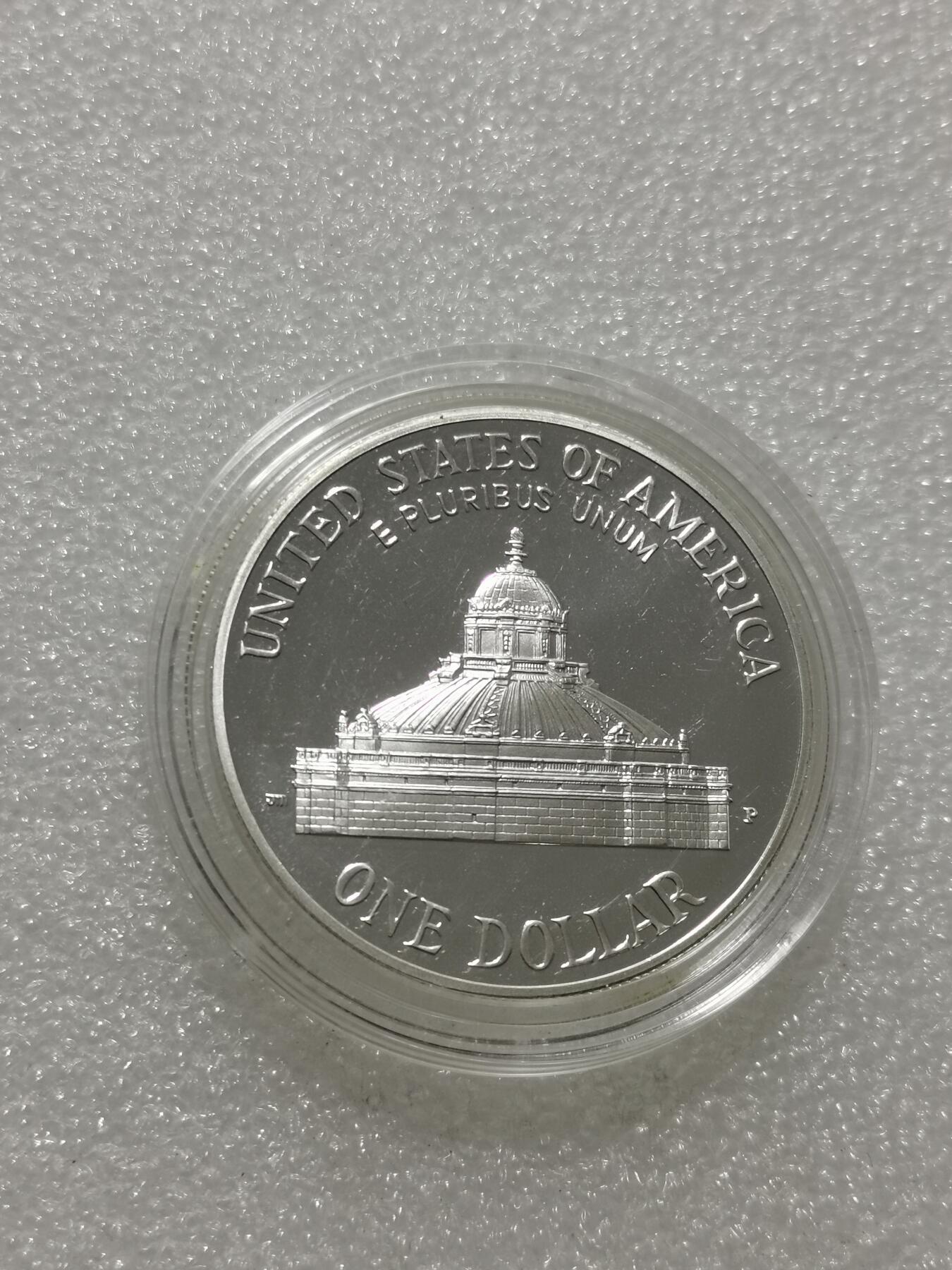 天下钱庄专场欢迎参拍 美国2000年“国会图书馆200周年”1美元精制纪念银币