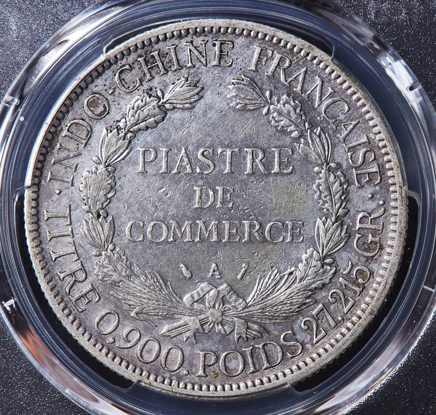 【俄甄集藏】满园春色-2026年(051)04-22星期三 晚 19:30 全场包邮 法属印度支那1887年1皮阿斯特加重坐洋大银币，PCGS XFD，原味包浆