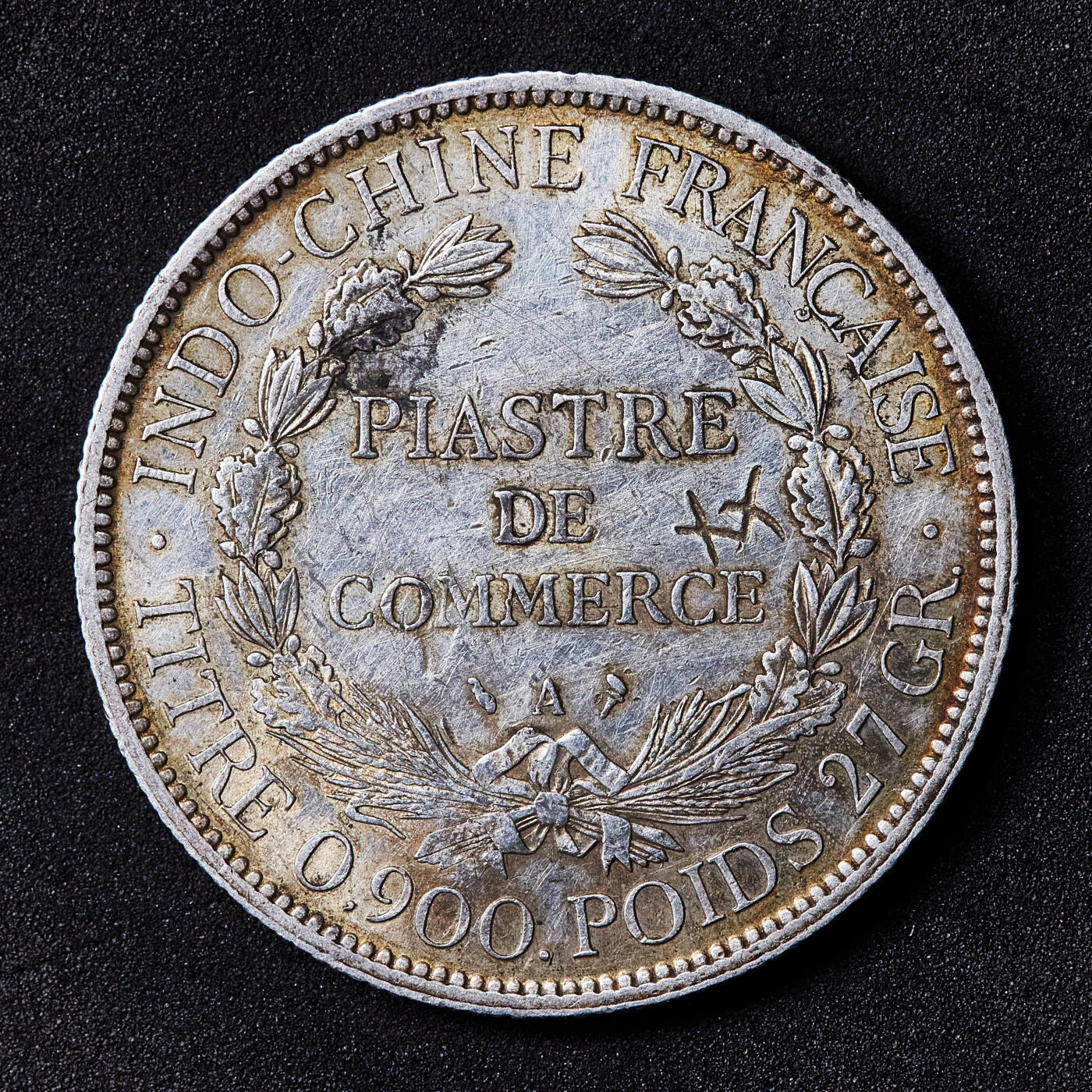 【俄甄集藏】满园春色-2026年(051)04-22星期三 晚 19:30 全场包邮 法属印度支那1900年A版1皮阿斯特坐洋大银币，黄油彩包浆，打戳