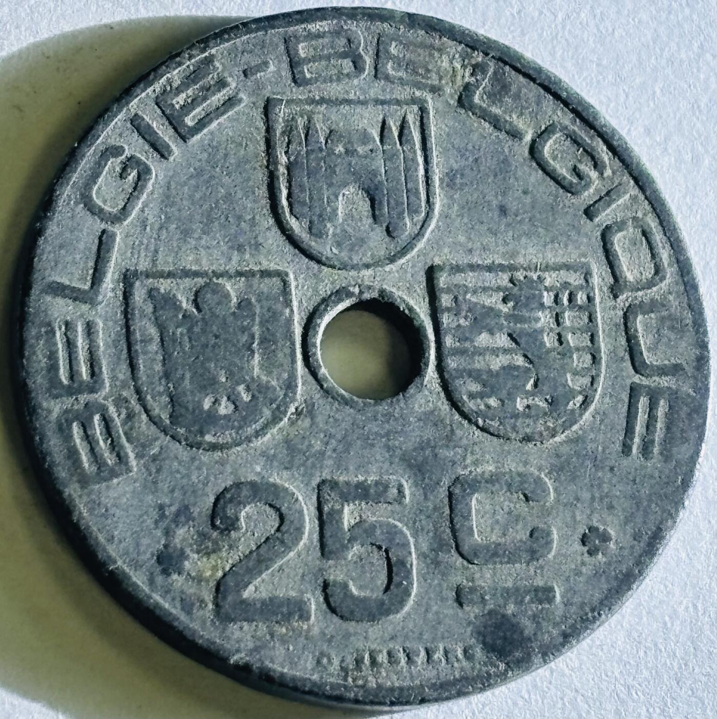 文馨钱币收藏第 300 场，银币，散币，小量德占比利时时期货币，长期接代拍业务 少见好品 1943 年二战时期德占领比利时利奥波德三世时期 25 分锌币，第六版本