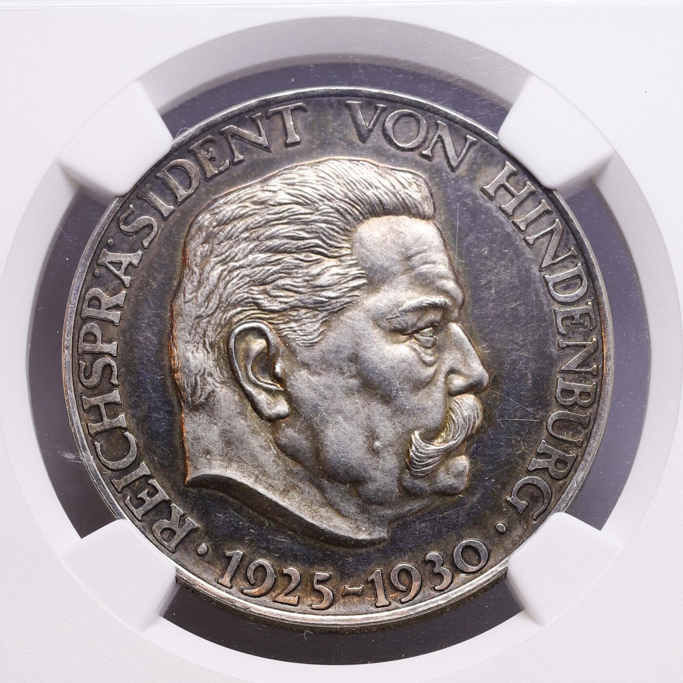 观钱 近现代机制币拍卖No.008（全场顺丰包邮，不区分偏远地区）  1925 年德国魏玛共和国保罗・冯・兴登堡总统当选纪念银质章 NGC MS62