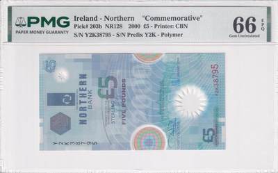 【礼羽收藏】🌏世界钱币拍卖第133期 - 【PMG66】欧洲 北爱尔兰 2000年 千禧年纪念钞 Y2K特别冠