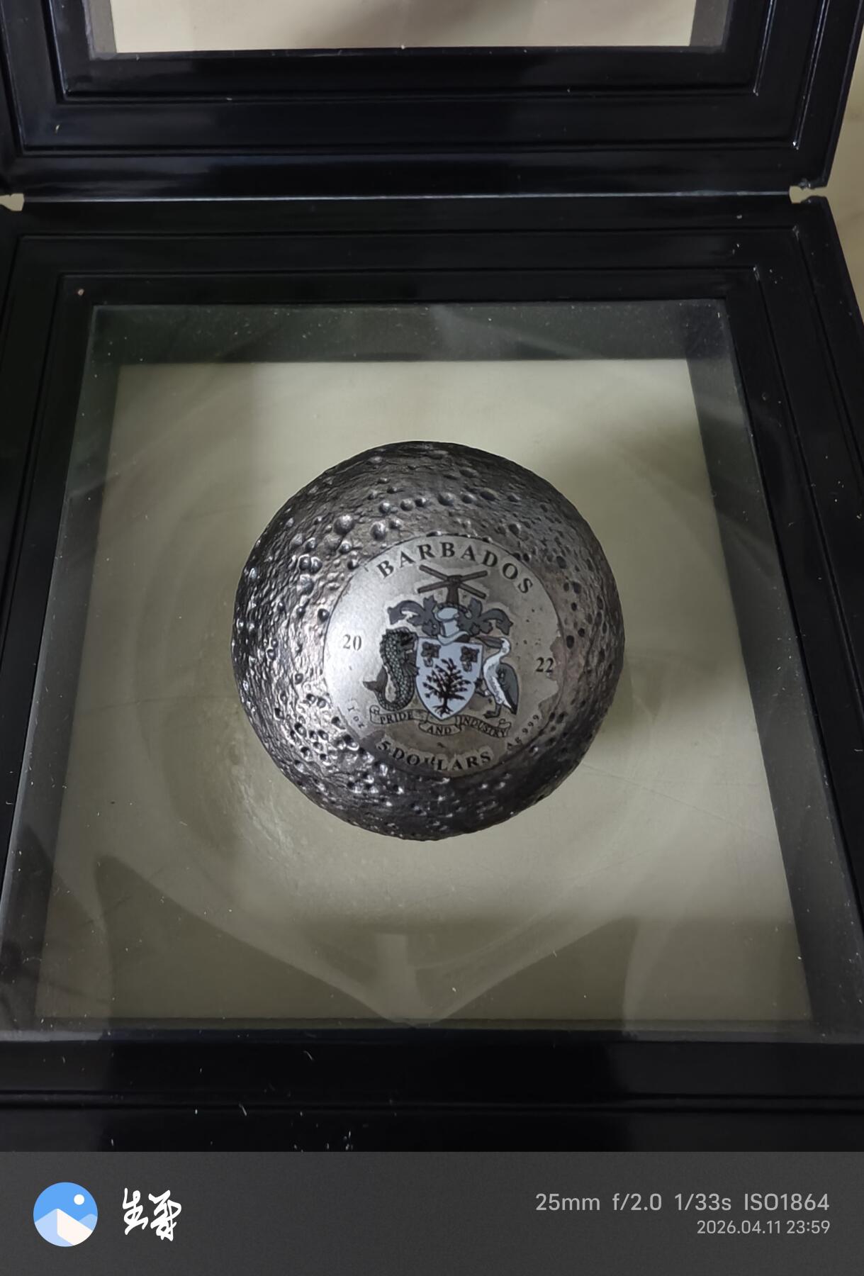 昊象达收藏银币拍卖第9场 巴巴多斯1盎司999银月球银币一枚，参考图片