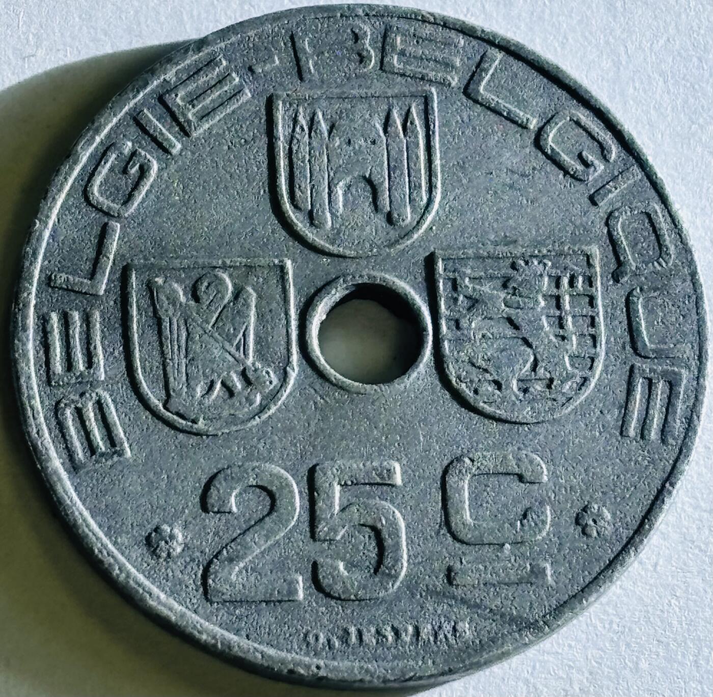 文馨钱币收藏第 300 场，银币，散币，小量德占比利时时期货币，长期接代拍业务 少见好品 1945 年二战时期德占领比利时利奥波德三世时期 25 分锌币，第六版本