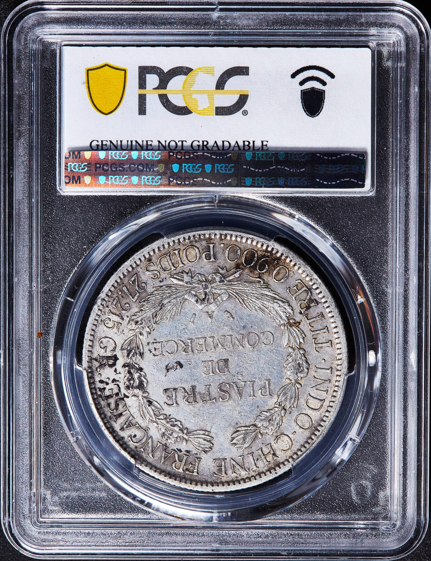 【俄甄集藏】满园春色-2026年(051)04-22星期三 晚 19:30 全场包邮 法属印度支那1886年1皮阿斯特加重坐洋大银币，PCGS XFD，原味包浆