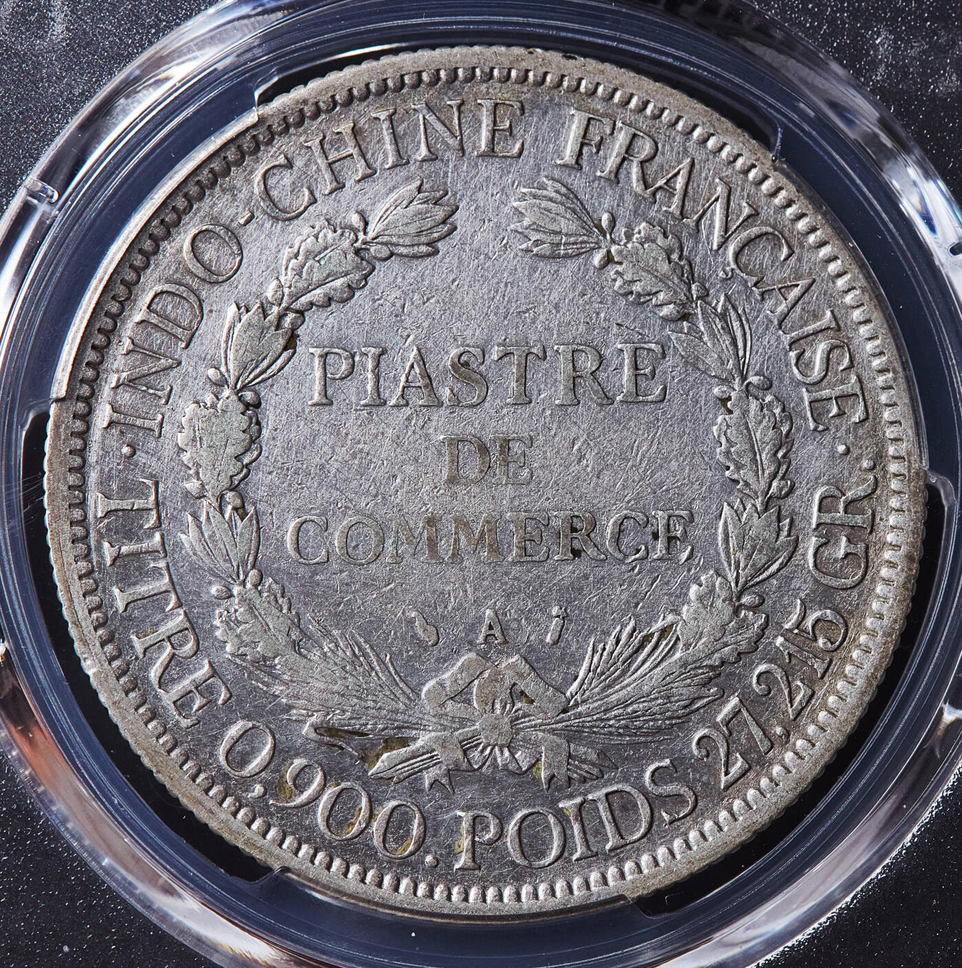 【俄甄集藏】满园春色-2026年(051)04-22星期三 晚 19:30 全场包邮 法属印度支那1888年1皮阿斯特加重坐洋大银币，PCGS VFD，原味包浆