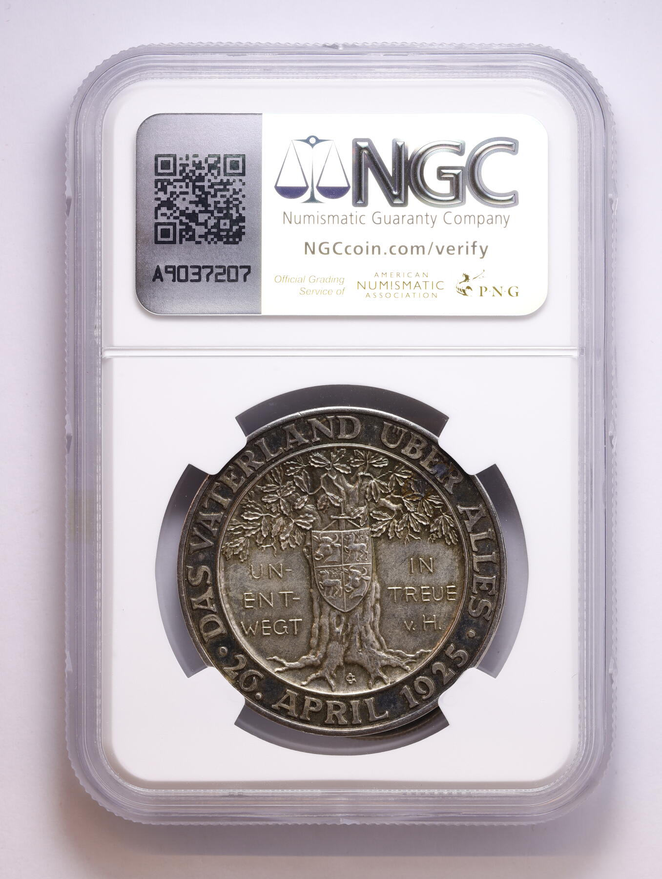 观钱 近现代机制币拍卖No.008（全场顺丰包邮，不区分偏远地区）  1925 年德国魏玛共和国保罗・冯・兴登堡总统当选纪念银质章 NGC MS62