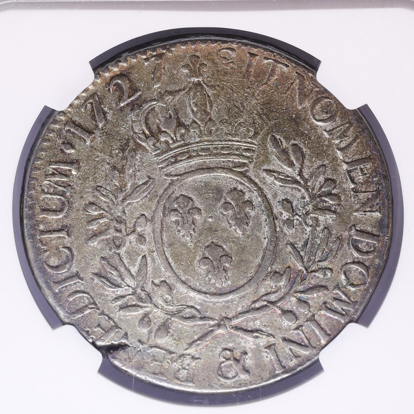 观钱 近现代机制币拍卖No.008（全场顺丰包邮，不区分偏远地区）  1727 年法国波旁王朝“宠儿路易” 路易十五埃居（Ecu）银币 NGC VF30