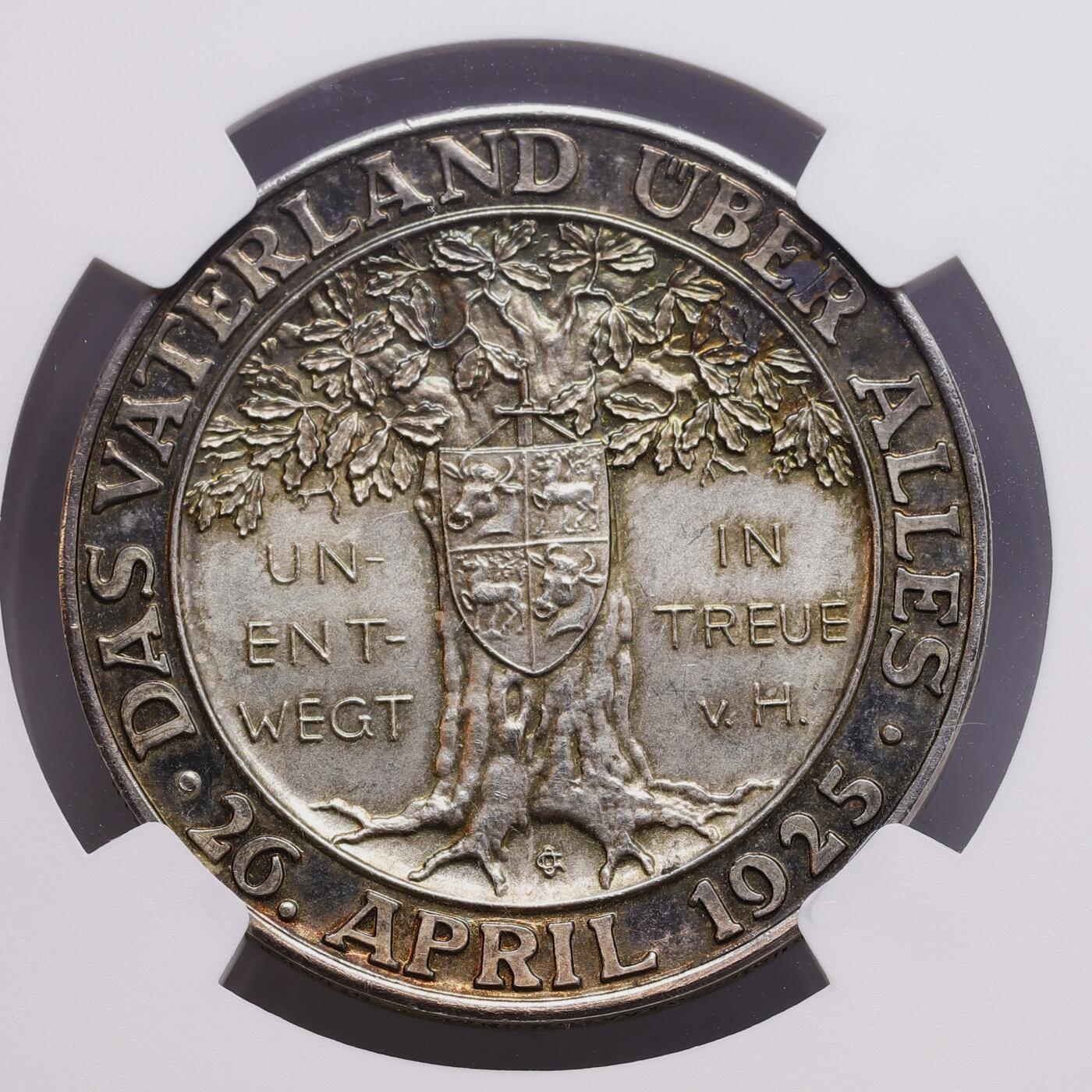 观钱 近现代机制币拍卖No.008（全场顺丰包邮，不区分偏远地区）  1925 年德国魏玛共和国保罗・冯・兴登堡总统当选纪念银质章 NGC MS62