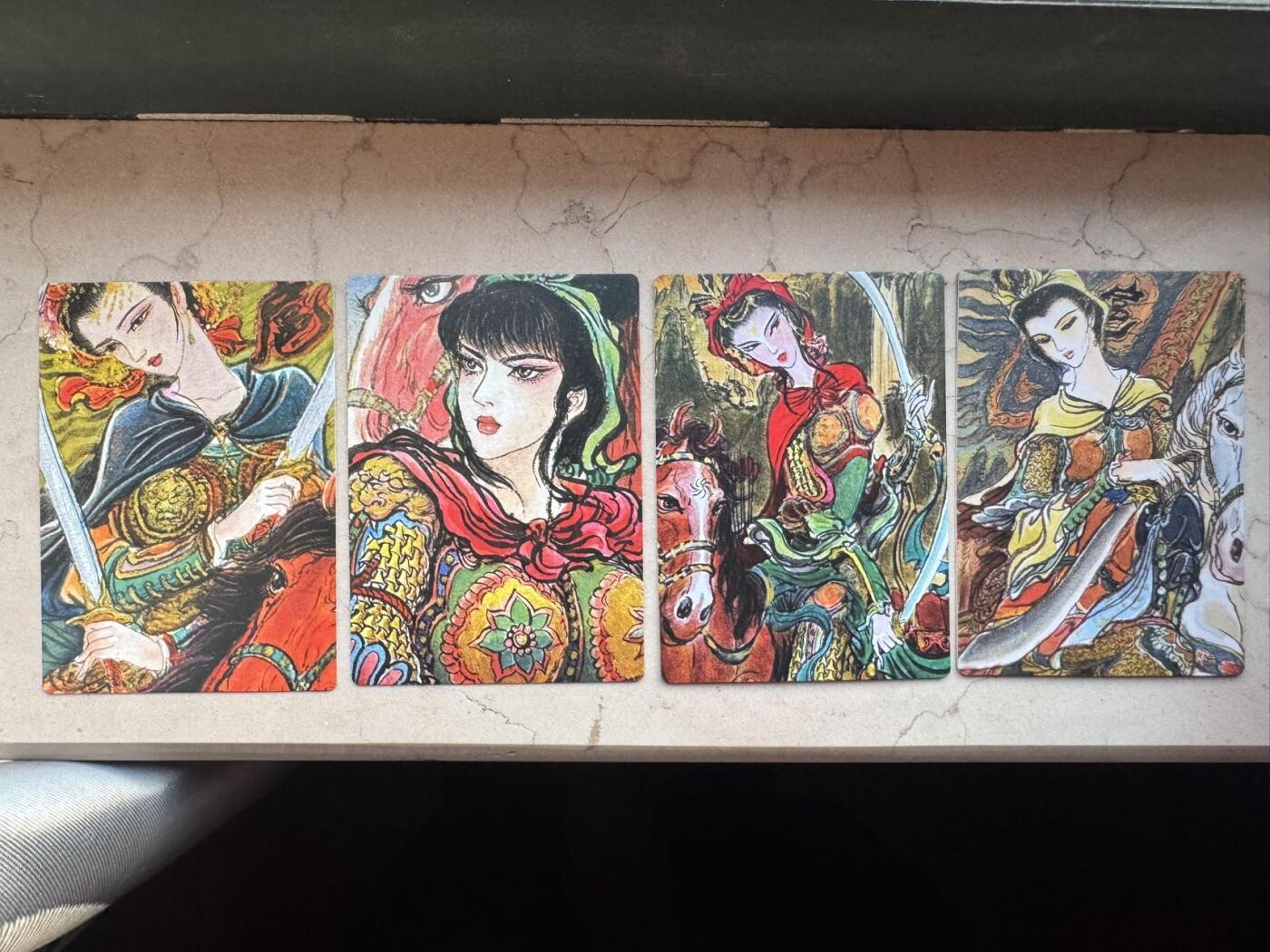 月落卡牌大清仓第9期 权迎东手绘复刻2   一丈青扈三娘   彩闪工艺限定特卡一组4张