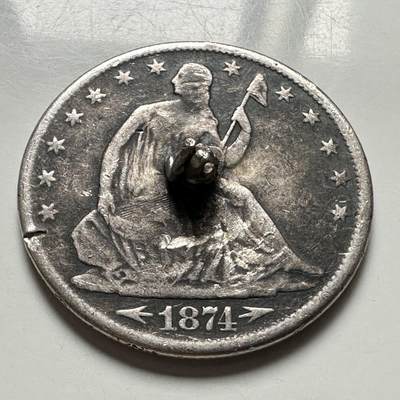 🌹外币初藏🌹🐯2026年第41场   每周二四六晚8️⃣点 世界钱币 美国 1871年 坐姿自由女神 半美元银币（有焊） 实重12.1克-30.6毫米-90%银