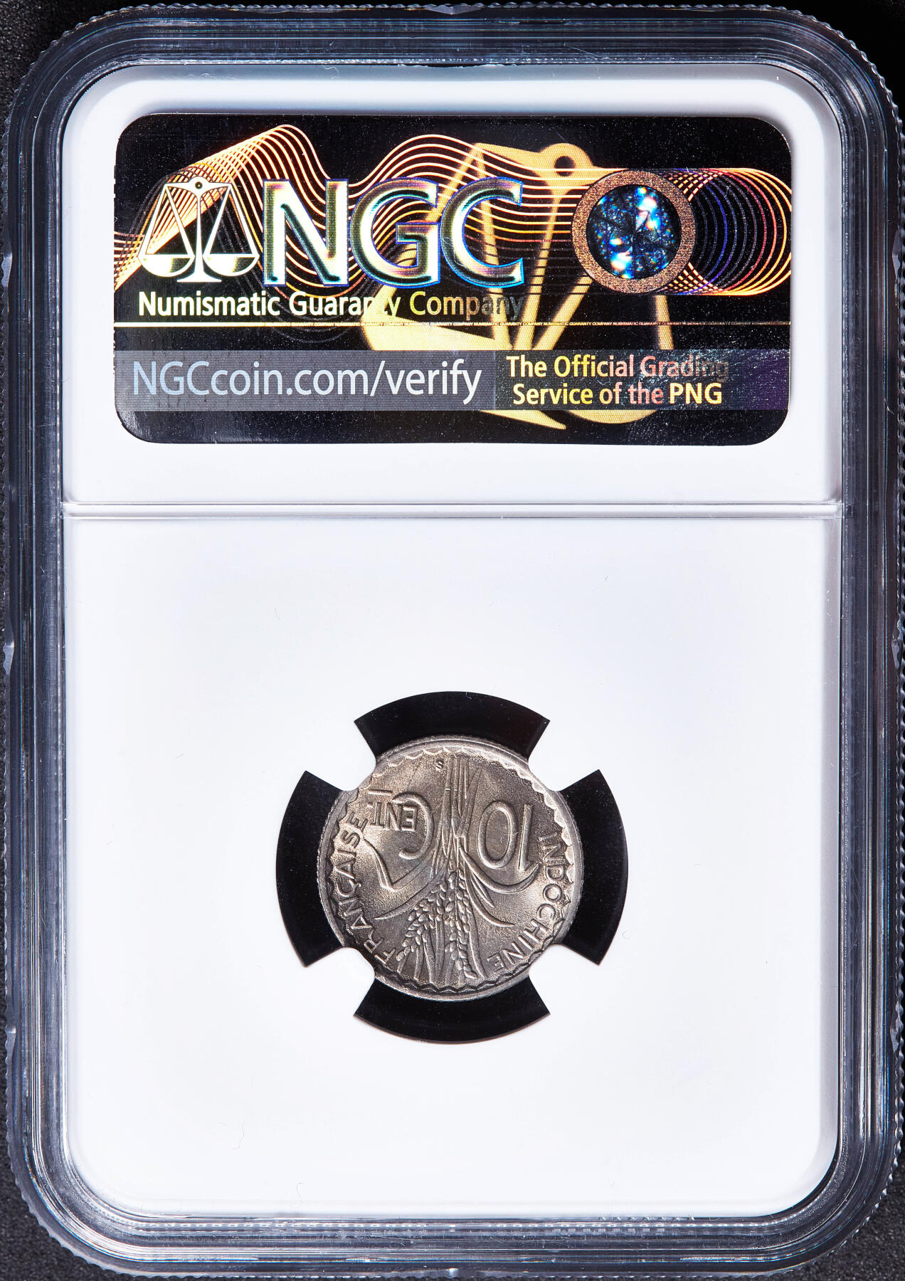 【俄甄集藏】满园春色-2026年(051)04-22星期三 晚 19:30 全场包邮 法属印度支那1941年S版10分镍币，NGC MS65，黄油彩，卷拆转光品相