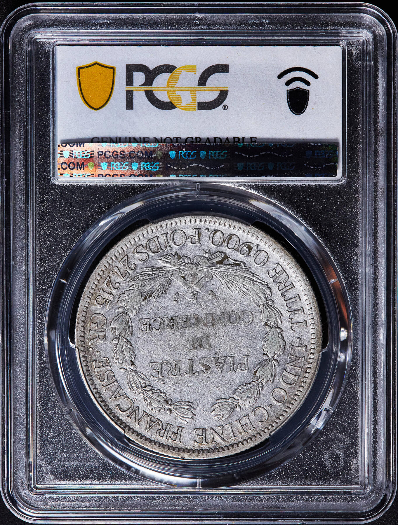 【俄甄集藏】满园春色-2026年(051)04-22星期三 晚 19:30 全场包邮 法属印度支那1888年1皮阿斯特加重坐洋大银币，PCGS VFD，原味包浆